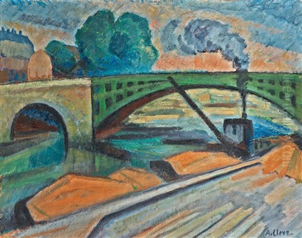 City View With Bridge, Stockholm Oil Painting by Agnes Cleve