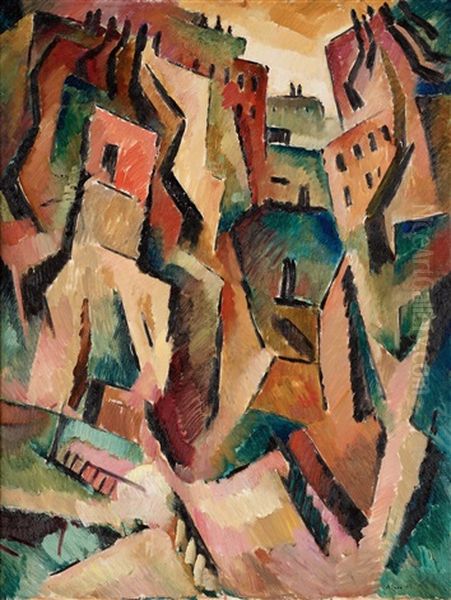 Stadsbild Oil Painting by Agnes Cleve