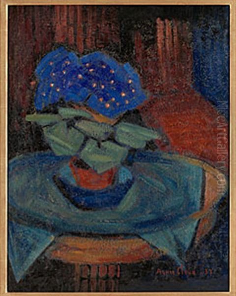 Bla Cineraria Oil Painting by Agnes Cleve