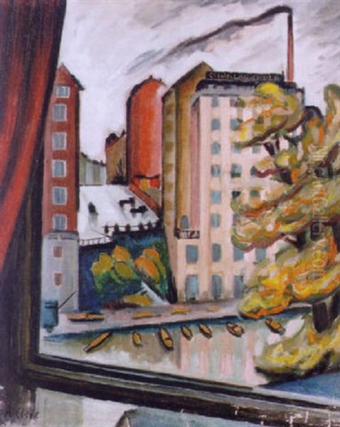 Karlbergskanalen Oil Painting by Agnes Cleve