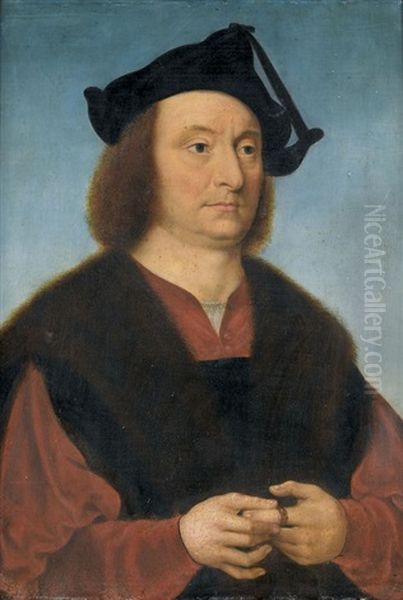 Portrat Eines Mannes Mit Ehering Oil Painting by Joos Van Cleve