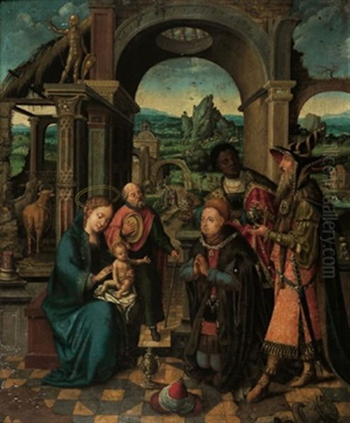 Die Anbetung Der Konige Oil Painting by Joos Van Cleve