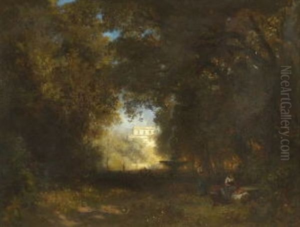 Im Park Des Casino Panfili Oil Painting by Gustav Paul Closs