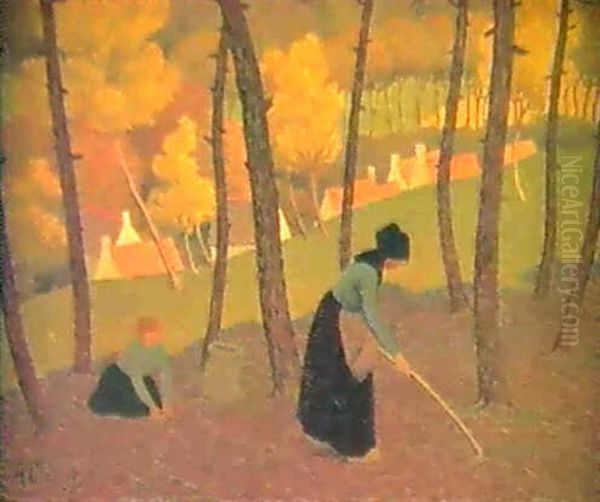 Bineuses Sous Les Arbres Oil Painting by Albert Clouard