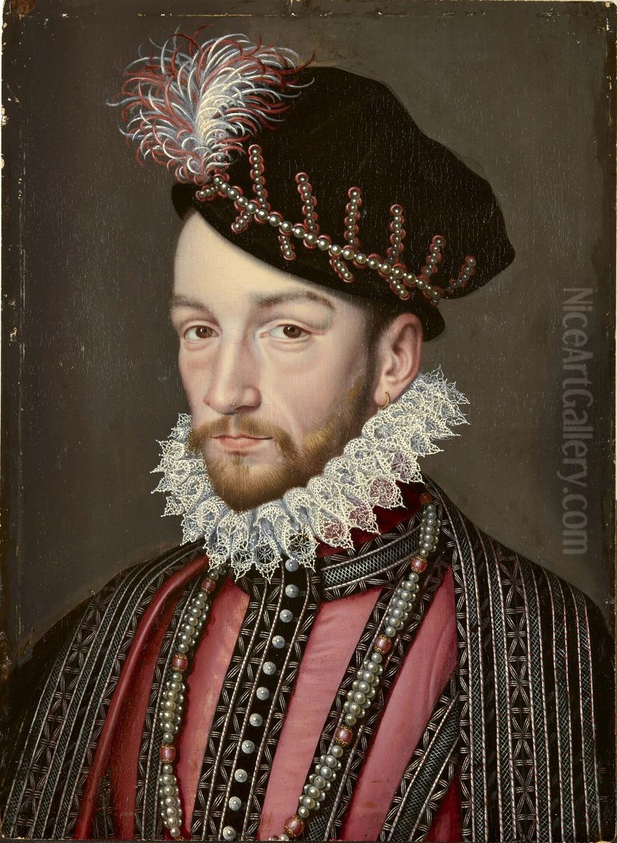 Portrait Of King Charles Ix Of France (1550-1574) Oil Painting by Francois Clouet