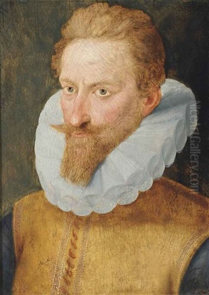 Portrait Of A Gentleman, Bust-length, In A Yellow Jerkin Oil Painting by Francois Clouet