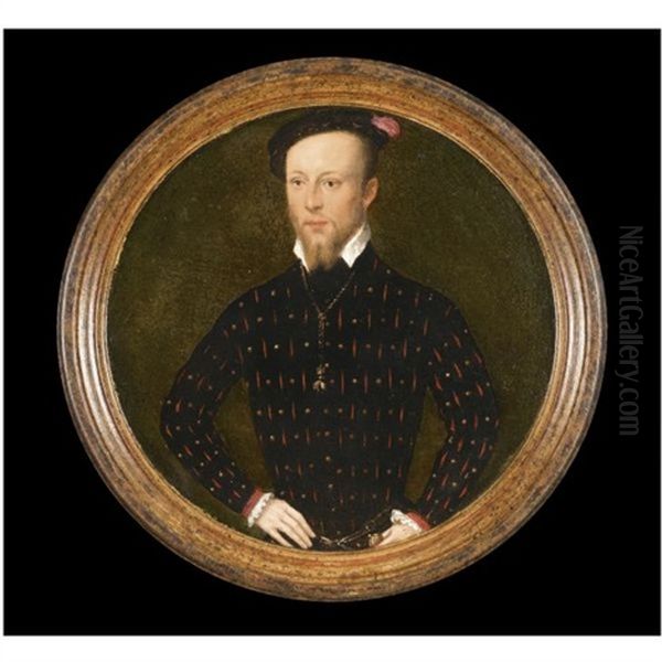 Portrait Of A Man Wearing The Order Of The Golden Fleece (comte Lamoral D'egmont, Prince De Gavere?) Oil Painting by Francois Clouet