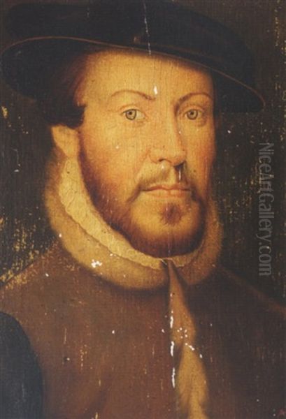 Portrait Of A Gentleman Wearing A Brown Fur-lined Doublet Oil Painting by Francois Clouet