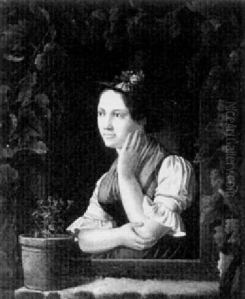 Madchen Am Fenster Oil Painting by Louis Coblitz