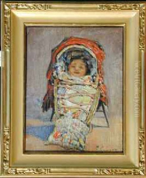 Baby In A Cradleboard Oil Painting by Frank Coburn