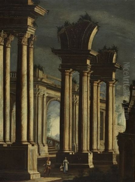 Grosse Architekturruine Oil Painting by Leonardo Coccorante