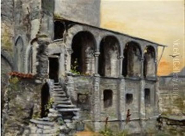Loggia Oil Painting by Cesar De Cock