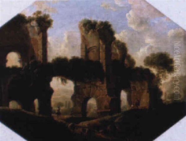 Vue De La Ruine D'un Aqueduc Romain Oil Painting by Viviano Codazzi
