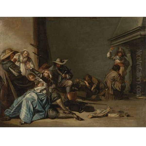 Interior Of An Inn Oil Painting by Pieter Codde