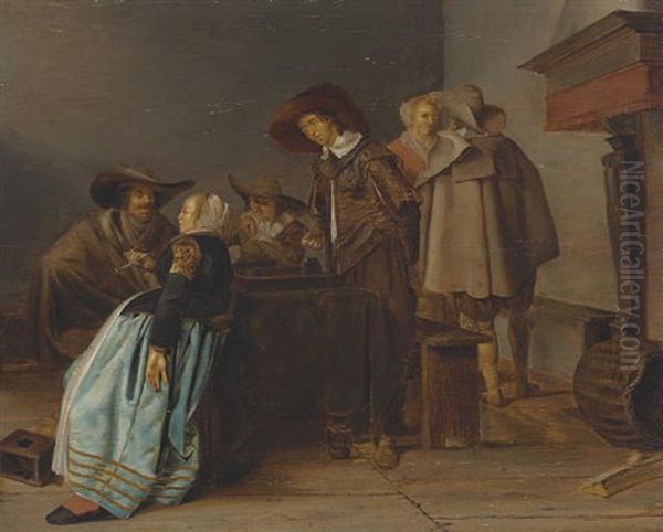A Tavern Scene Oil Painting by Pieter Codde