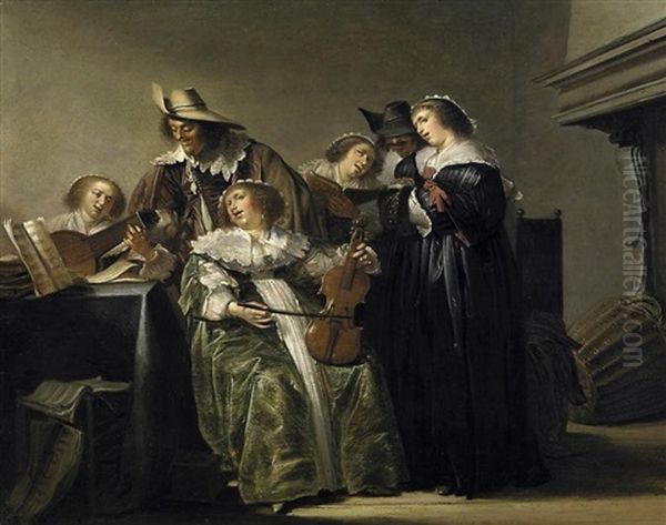 Musizierende Gesellschaft Oil Painting by Pieter Codde