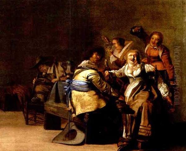 Trinkende Gesellschaft Oil Painting by Pieter Codde