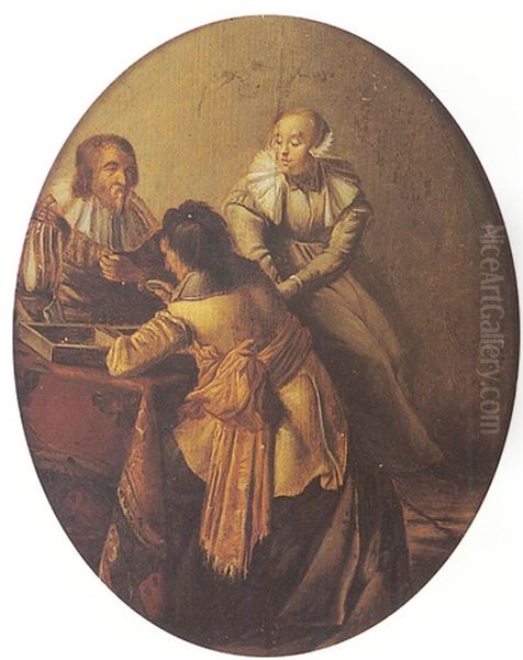 Les Joueurs De Tric-trac Oil Painting by Pieter Codde