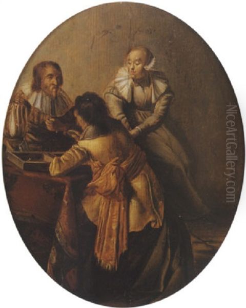 Les Joueurs De Tric Trac Oil Painting by Pieter Codde