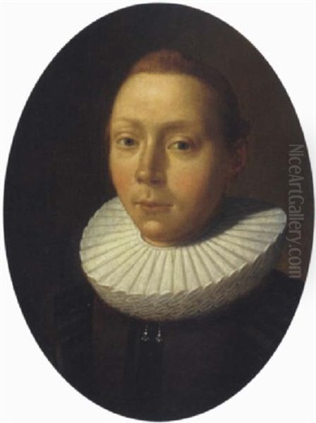 Portrait Of A Gentleman In A Brown And Black Doublet And A White Ruff Oil Painting by Pieter Codde