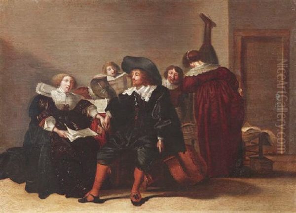 Musizierende Gesellschaft Oil Painting by Pieter Codde