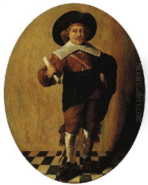 An Officer Holding A Document In His Right Hand Oil Painting by Pieter Codde
