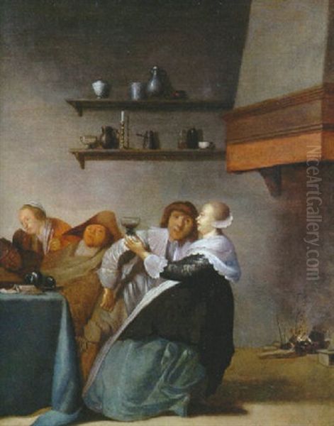 Scene D'interieur Oil Painting by Pieter Codde