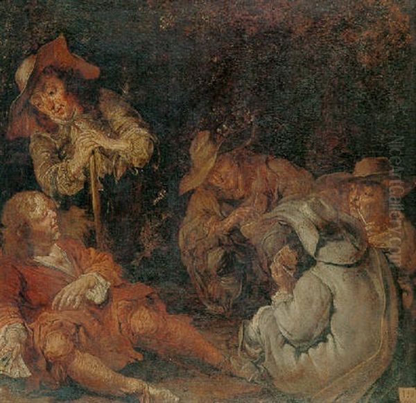 A Card Game Oil Painting by Pieter Codde