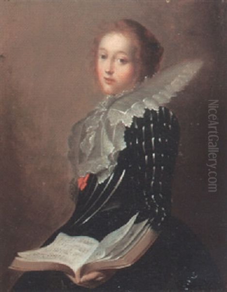 Portrait Of A Young Lady Holding A Musical Score Oil Painting by Pieter Codde