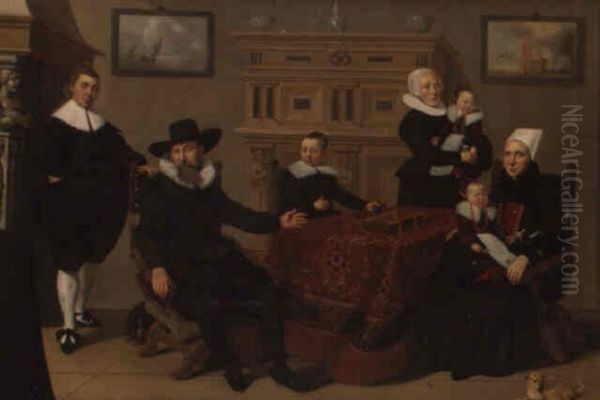 Portrait De Famille Dans Un Interieur Hollandais Oil Painting by Pieter Codde