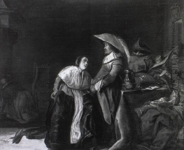 Galantes Paar In Einem Interieur Oil Painting by Pieter Codde