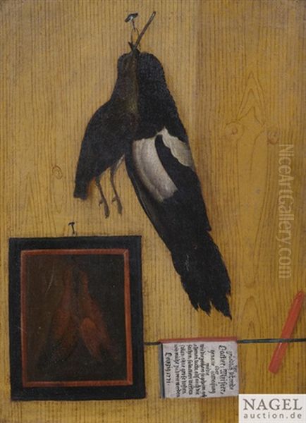Zwei Quodlibet Mit Toten Singvogeln Und Utensilien Oil Painting by Johann Michael Codomann