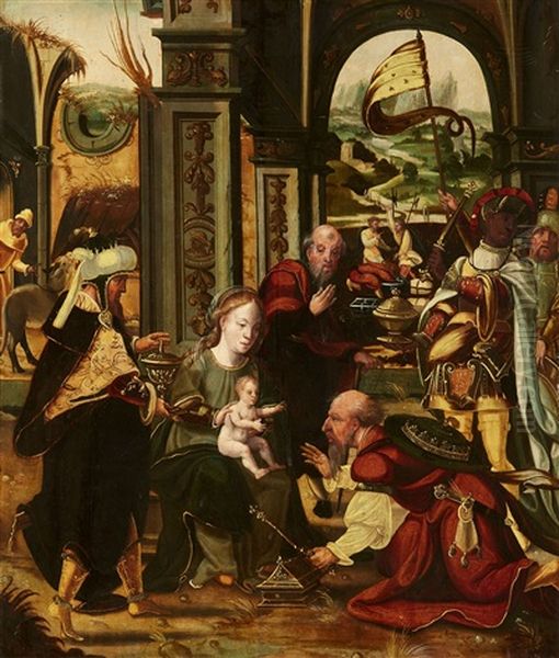 The Adoration Of The Magi Oil Painting by Pieter Ii Coecke Van Aelst