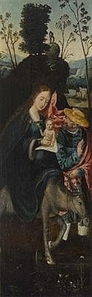Geburt Christi - Heilige Familie Auf Der Flucht Nach Agypten Oil Painting by Pieter Ii Coecke Van Aelst