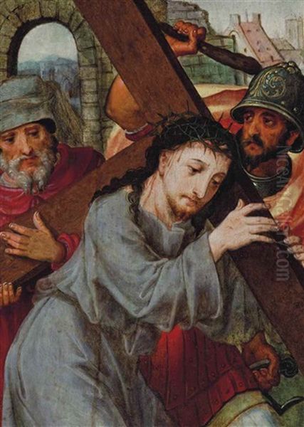 Christ Carrying The Cross Oil Painting by Pieter Ii Coecke Van Aelst