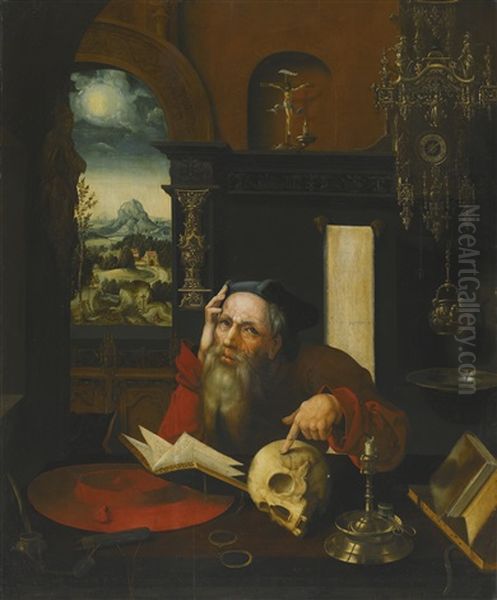 Saint Jerome In His Study Oil Painting by Pieter Ii Coecke Van Aelst