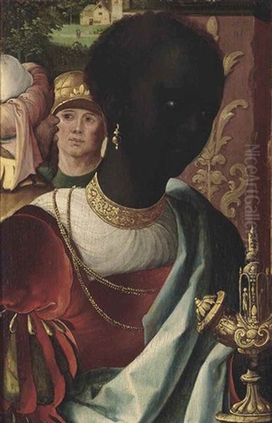 King Balthazar - A Fragment Oil Painting by Pieter Ii Coecke Van Aelst