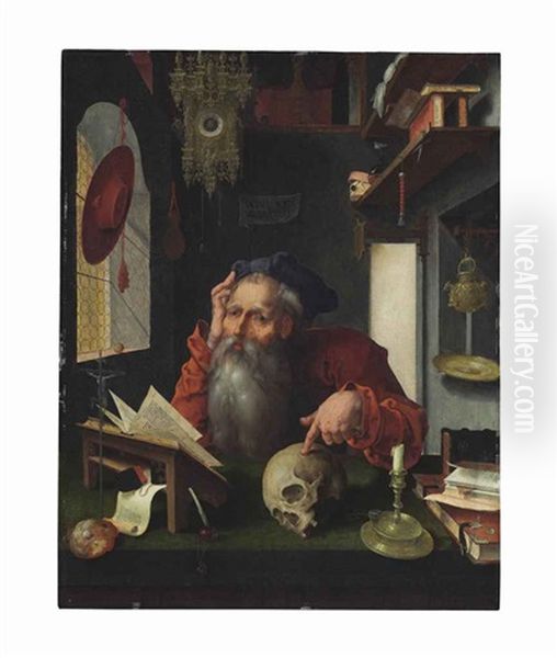 Saint Jerome In His Study Oil Painting by Pieter Ii Coecke Van Aelst