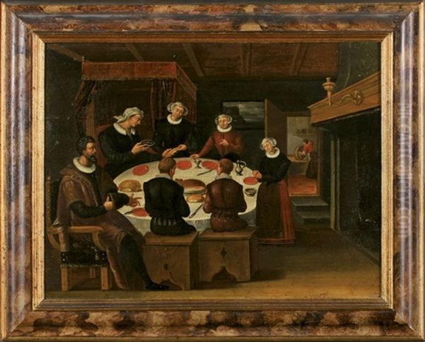 Tischgesellschaft Oil Painting by Pieter Ii Coecke Van Aelst