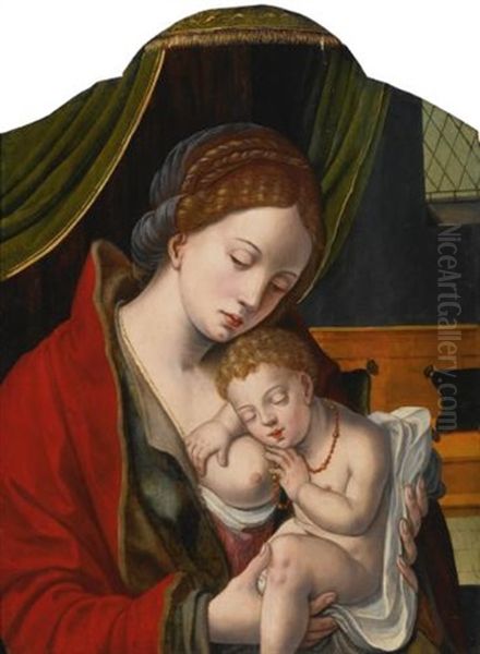 Virgin And Child Oil Painting by Pieter Ii Coecke Van Aelst
