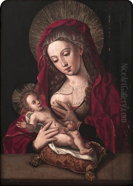 Virgen De La Leche Oil Painting by Pieter Ii Coecke Van Aelst