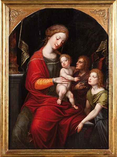 Virgen Con El Nino Y Angeles Oil Painting by Pieter Ii Coecke Van Aelst