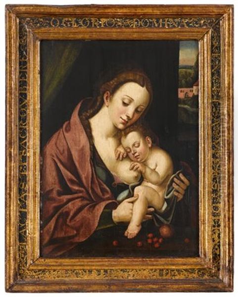 Virgin And Child Oil Painting by Pieter Ii Coecke Van Aelst