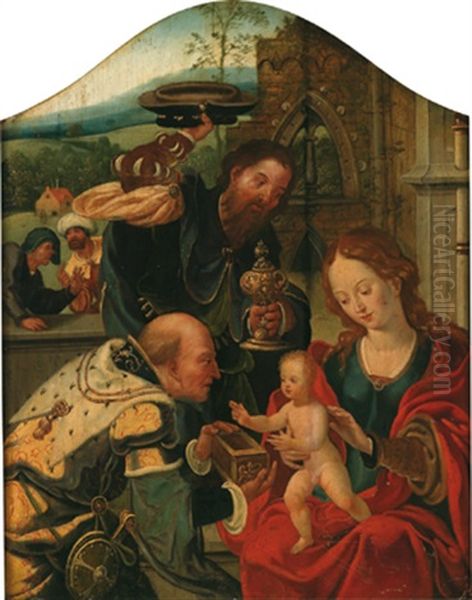 Die Anbetung Der Konige Oil Painting by Pieter Ii Coecke Van Aelst