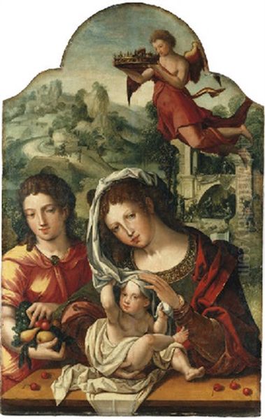 The Virgin And Child With Saint John Oil Painting by Pieter Ii Coecke Van Aelst
