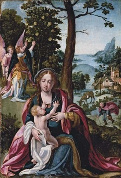 The Rest On The Flight Into Egypt Oil Painting by Pieter Ii Coecke Van Aelst