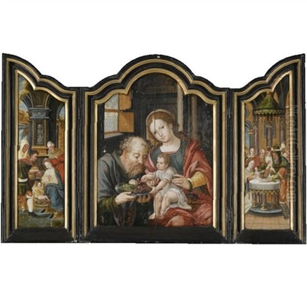 Holy Family (triptych) Oil Painting by Pieter Ii Coecke Van Aelst