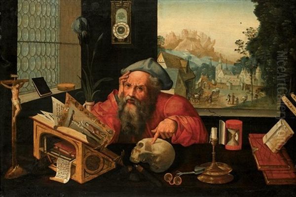 Saint Jerome In His Study Oil Painting by Pieter Ii Coecke Van Aelst