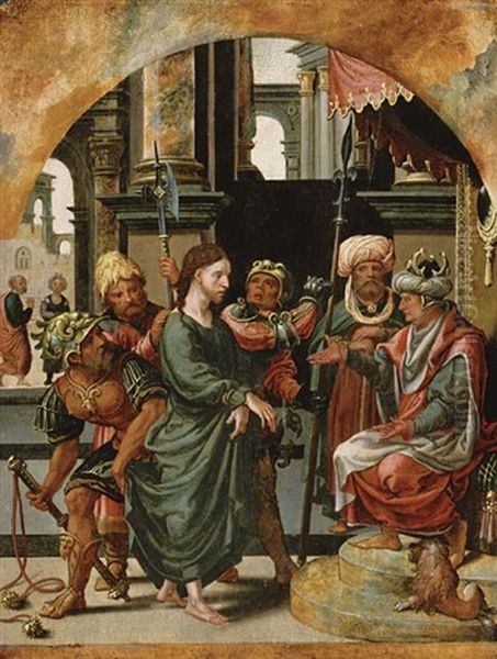Christ Presented To Pilate Oil Painting by Pieter Ii Coecke Van Aelst