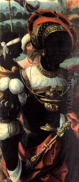 L'adoration Des Mages (triptych, In Collab. W/studio Of Cock Van Aelst) Oil Painting by Pieter Ii Coecke Van Aelst